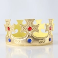 Gouden stoffen koningskroon met kruisontwerp en edelstenen voor verjaardagstaarten - Eén maat / Gouden Kruiskroon