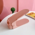 Pink adjustable double-layer plastic shoe organizer with anti-slip surface for storage - 2# Light Pink Shoe Rack