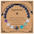 Handmade Sagittarius zodiac beaded bracelet with blue stones and adjustable cord - Sagittarius (Woven Style)