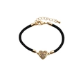 Adjustable black woven bracelet with colorful zircon heart pendant and gold plating - CB0035 Colorful Heart + Black Rope