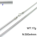 Sleek silver stainless steel snake chain necklace 4mm width with lobster clasp - Silver 4mmx500mm(KN203789-Z)