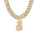 Golden iced out Cuban chain with crystal butterfly connector and number 8 pendant - Gold Letter S