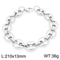 13mm width silver stainless steel coffee bean link bracelet with 210mm length - Steel Color 210*13mm (KB206647-ZCG)