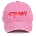 Pink washed cotton baseball cap with red After Hours embroidery in a vintage style - One Size / Pink