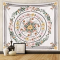 Bohemian floral wall tapestry featuring a concentric flower wreath for room decor - 73*95CM / Brushed Fabric