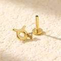 S925 sterling silver Taurus zodiac stud earring in gold finish with a sparkling zircon - Taurus / Gold (Taurus)