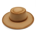 Minimalist gradient wool fedora hat with wide brim in tan for autumn and winter fashion - M (56-58cm) / Camel