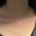 Collana in argento sterling S925 con simbolo di percentuale, perla d'acqua dolce e zirconi - Argento 925 / Oro Bianco