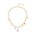 Collana dorata con cristallo a cuore rosa, perla bianca e ciondoli albero della vita - Stile Cuore Viola e Albero della Vita (1#)