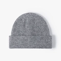 Classic dark grey heather knit beanie with warm ribbed texture and minimalist design - Light Gray