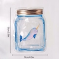 Rainbow suncatcher window film with cute narwhal design and dimensions 15cm x 11cm - RPS098: Blue Jar Narwhal