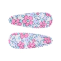 Lot de deux barrettes à cheveux à motif floral bleu sur tissu blanc pour filles - Pince Goutte à Bord Festonné (Lot de 2) / Bleu Rose-Fleuri