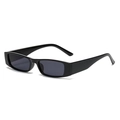 Retro kleine quadratische Sonnenbrille in glänzendem Schwarz mit dunkelgrauen Gläsern - Glänzend Schwarz Graue Gläser