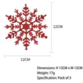Dettaglio del fiocco di neve rosso glitterato 12cm con misure e peso di 17g - Rosso