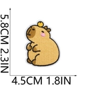 Detailed size specifications for the Capybara embroidery patch measuring 5.8cm by 4.5cm - Pink Blush Details