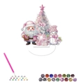 Rosa Weihnachten DIY Acryl Diamant-Malerei-Set mit Weihnachtsmann und Schneemann - Rosa Weihnachtsset (Stil 36)