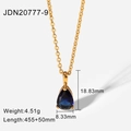 18K gold plated stainless steel necklace with water-drop blue zircon pendant - Dark Blue Water Drop Pendant (JDN20777-9)