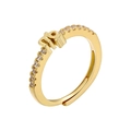Macro shot of 18K gold plated Virgo zodiac ring with sparkling cubic zirconia accents - Virgo / Gold
