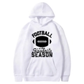 Weißer Oversize Hoodie mit Football Is My Favorite Season Print und Kängurutasche - S / Oberteile / Weiß