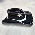 Cute black pencil claw clip with white star and wave patterns on plush background - Black White Star Wave Hat Style