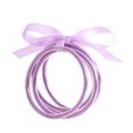 Set di 5 braccialetti in silicone glitterato viola con fiocco in nastro di raso - Set di braccialetti glitter viola con fiocco (30041)