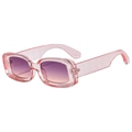 Modische rosa transparente Sonnenbrille in quadratischer Form mit lila Verlaufsgläsern - Rosa Rahmen Grau-Rosa Gläser