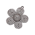Sunflower pendant in dark plated brass with sparkling micro-pave crystals on white background - Gunmetal