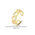 Gold chain-style sterling silver open ring size #6 with 16.2mm inner diameter - Adjustable Open / Chain Design Style (K1037-Gold)