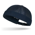 Dunkelblaue Dockermütze mit atmungsaktivem Mesh-Top und verstellbarem Metallverschluss - Marineblau