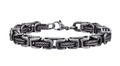 Vintage oxidized silver Byzantine link bracelet for men with industrial twist chain texture - Antique Silver / 23CM