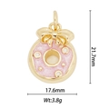 Roze donut hanger met gouden strik van roestvrij staal, 21,7 x 17,6 mm voor DIY sieraden - Donut Met Strik Stijl (DZ-226)