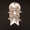 Pair of sparkling glitter gold bow ornaments with long tails for Christmas tree decor - Size 6 - 2pcs [13*15cm] / Champagne