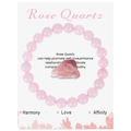 Pink quartz beaded elastic bracelet displayed on a professional jewelry presentation card - Standard Beaded Style / Rose Quartz