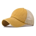 Detalle de algodón amarillo jengibre vintage y malla transpirable en la gorra trucker - Ajustable / Amarillo