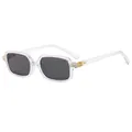 Retro small square sunglasses with transparent frame and dark grey lenses for women C2 - Transparent Frame Grey Lens