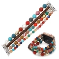 Bohemian multi-layer beaded Apple Watch band with natural wood and colorful stone beads - B-wb220010c / L1（38/40/41）