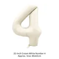 Creamy white 32-inch number 4 foil balloon for birthday party and anniversary decor - 32 Inch Number 4 / Cream White