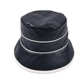 Sombrero de pescador de cuero negro con costuras blancas en contraste y ala ancha mujer - Estilo de Borde Negro / Negro