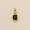 Floral December birthstone pendant featuring vibrant green oval zircon in gold frame - Oval May (Green Zirconia)