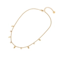 Golden stainless steel necklace featuring leaf pendants and round diamond-set charms - 7# Leaf