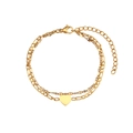 Detail of 18K gold-plated double-layer bracelet featuring a polished heart pendant charm - Heart Style (B0319)