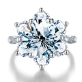 5 carat moissanite sunflower classic six-prong s925 silver ring in silver white finish - HK 11 / US 5 / 1 Carat White Moissanite