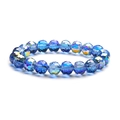Blue AB coated 10mm crystal glass round beads bracelet with multi-faceted shine - 10mm Blue