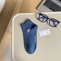 Dark blue cotton no-show sock with classic bear embroidery and Golf Club lettering - Bear Embroidery / Navy Blue