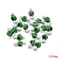 DIY jewelry charm in 3D bok choy shape made of green and white enameled alloy - Green & White Cabbage 15*8mm
