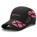 Quick-dry baseball cap in black and pink with mesh panels and sporty star design - Adjustable / Black/Rose Red
