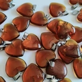 Amber heart crystal pendants with silver metal clasps for DIY jewelry and gifts - Coffee Glass