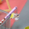 Purple BTS-themed stationery pen with a heart-shaped pendant and K-pop member portrait - BTS Stamp - Purple