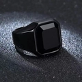 Men's vintage black stainless steel ring with emerald cut onyx stone in black finish - US 8 / Style 8 Black