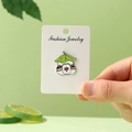 Cartoon Mahjong Red Zhong tile enamel pin with green leaf for clothes accessory - Mahjong Red Dragon Panda